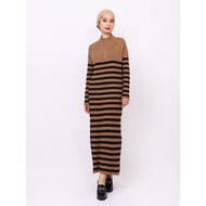 Nomi Dress Knit Half Zipper Stripe