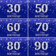5x3ft Diamond Blue Birthday Backdrop Silver Photography Background for 40th 50th 60th 70th Birthday 