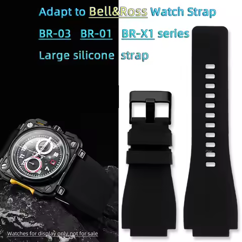 For Bell Ross Men's Large Size Watch Strap Silicone Strap 24mm B&R BR 03 BR 01 INGRUMENTS Bell&Ross 