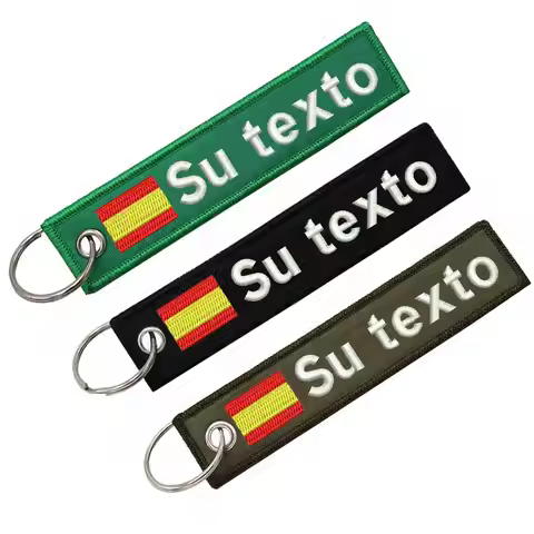 Personalized Keychain Customize Text Tag Double Sided Military Flag Embroidery for Motorcycles Cars 