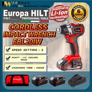 Europa HILT EBL20IW Cordless Impact Wrench M-1/2'' 300NM Brushless 20V Li-Ion Battery Solo Set Combo