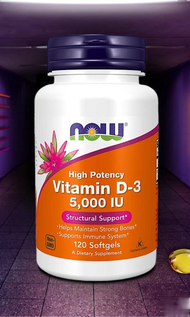 วิตามินดี 3 / High Potency Vitamin D-3 5,000IU 120 / 240 Softgels by NOW FOODS