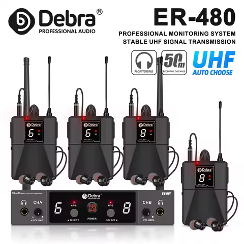 Debra ER-480 UHF Professional Wireless In-Ear Monitor System, UHF Frequency 500-700MHz, Distance 50 