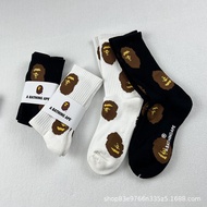 BAPE Socks Men Women Cotton Mid-Tube Socks Thick Towel Bottom Sports Socks