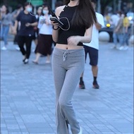 Women Slim Flare Knitted Pants Fashion Slim Flare Pants Cropped Pants