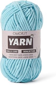 Azure Fluffy Chenille Yarn for Crocheting - Baby Yarn for Crocheting Soft Blanket - (100g/87.4yds) C