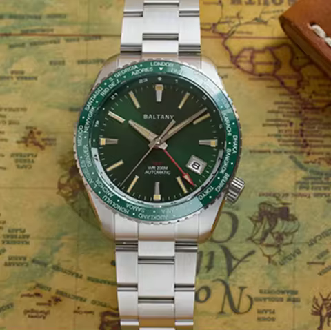 Baltany Men Automatic Watch 40mm GMT Mechaical Wristwatch Military Sapphire Diver 200M Waterproof Lu