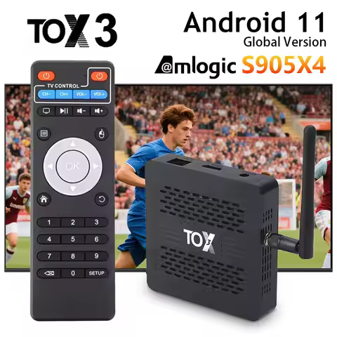 UGOOS TOX3 Smart TV Box Android 11 4GB 32GB Amlogic S905X4 2T2R Dual Wifi 1000M AV1 4K 60fps DLNA Se