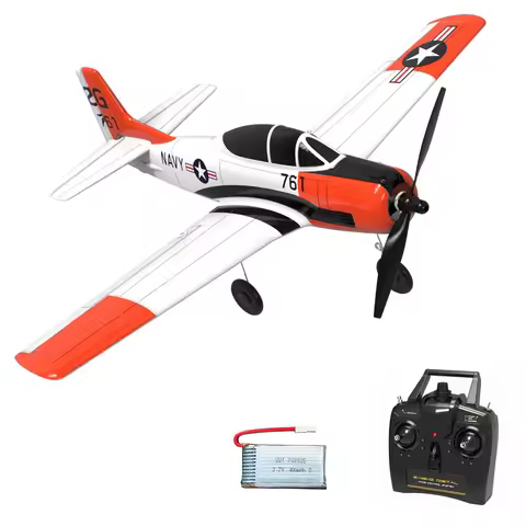 VOLANTEXRC T28 Trojan RC Plane 2.4G 4CH EPP Foam RC Warbird Fighter with Xpilot Self Righting One Ke