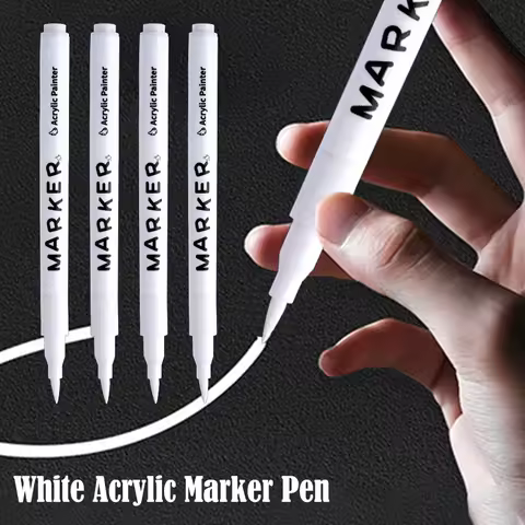 White Marker Pens Acrylic Paint Pen with Fiber Soft Head Waterproof Acrylic Marker Student-Specific 