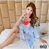 Sexy 2 in 1 Plus Size Home Night Wear Silk Night Dress [Ready Stocks]
