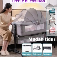 [Kelambu gratis]Tempat Tidur Bayi Ranjang Bayi Box Bayi Tempat Tidur Bayi Tempat Tidur Lipat Dinding
