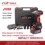 JLD 13mm Cordless Impact Wrench JV88 Brushless 350N.m impact baterai 88V Mesin bor JV88 Untuk Baut M