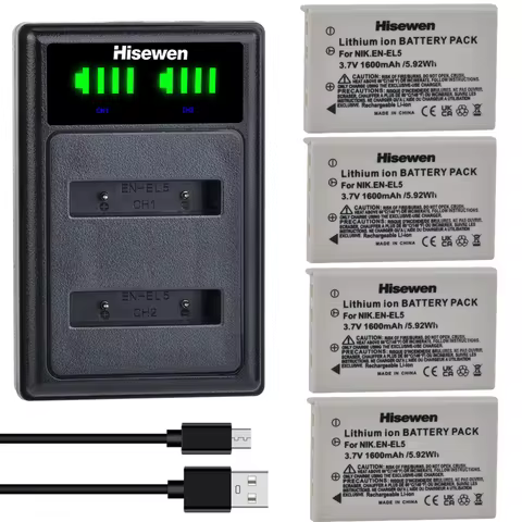 EN-EL5 EN EL5 ENEL5 Camera Li-ion Battery+LED USB Dual Charger For Nikon Coolpix P90 P100 P500 P510 