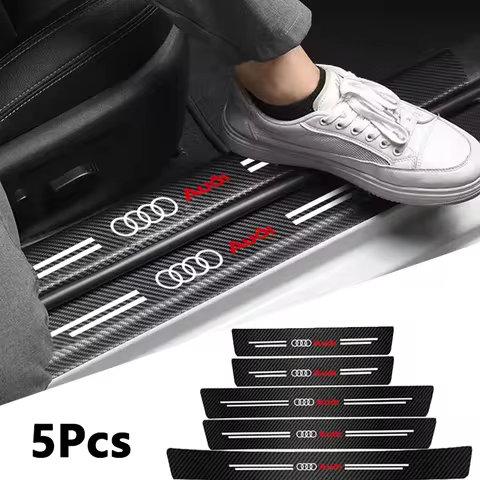 1/4/5Pcs Leather Car Door Sill Plate Paint Protectors Stickers For Audi Sline A3 B8 A1 A4 B7 A6 C7 A