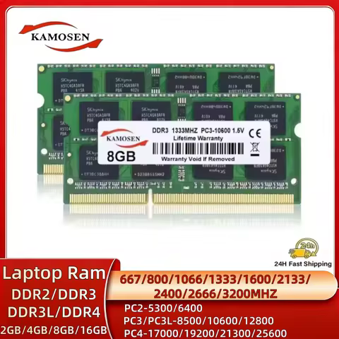 DDR2 DDR3 DDR3L DDR4 1GB 2GB 4GB 8GB 16GB 32GB Laptop RAM 667 800 1333 1600 2400 2666 3200 204pin So