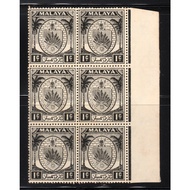 Malaya Negri Sembilan 1949 Arms SG42 1c Block of 6v VF Mint NH (Stamp BL031)