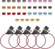 TMH Fuse Holder 16 Gauge Wiring Harness ATC/ATO Blade Automotive Fuse Holder, Inline Fuse Kit 12 Vol