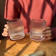 Simple ins Striped Glass Cup, Iced American Coffee Cup, Cold Drink Cup