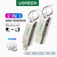 Ugreen แฟลชไดร์ฟ USB ไลท์นิ่ง1TB 2TB สำหรับ IPhone/ IPad Pro/mac พร้อมอะแดปเตอร์ TYPE-C USB แท่งคีย์