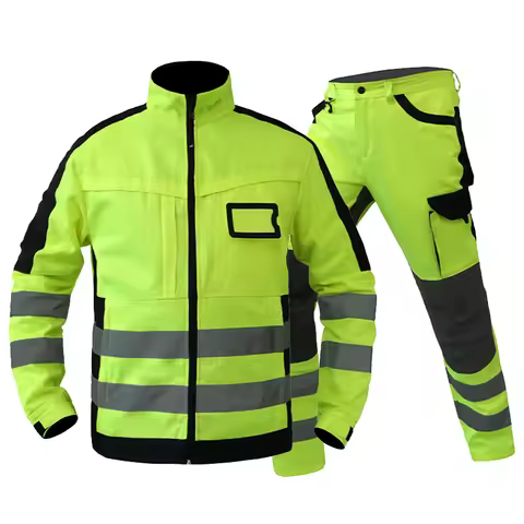 Men's Workwear Suit Work Suit Fluorescent Yellow Work Jacket and Pants Set with Multi Pockets Work W
