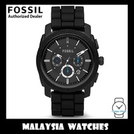(OFFICIAL WARRANTY) Fossil Men's FS4487 Machine Chronograph Black Silicone Watch (2 Years Internatio