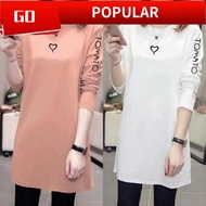 baju blouse murah baju t shirt perempuan murah Lengan Pendek/Lengan Panjang Panjang Plus Lemak Saiz Tambah Besar Mm200 Kg Wanita T-Shirt Lengan Panjang Longgar Baru