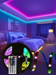 1入組RGBLED燈條USB5M/150LED創意電視背光彩色條燈帶遙控臥室裝飾燈酒吧房間臥室走廊過道裝飾照明