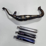 ท่อสูตร คอท่อสูตรงานดิบ ลอดท้อง BEAT-R + ปลายท่อ SJR สีเงินจุกเลส