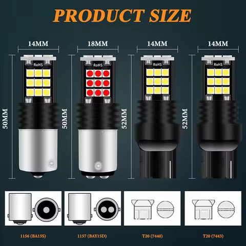 2PCS Signal Lamp P21w Led Ba15s 1156 T20 7440 W21W W21/5W Bulb 3030SMD Canbus 1157 Led Bay15d P21/5w