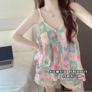 Summer Intimate with Chest Pad Dopamine Love Sling Pajamas Women's High-End Shorts Loungewear Set