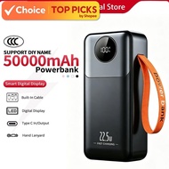 22.5W PowerBank 50000mAh Built in Dual Fast Charging Cable Power Bank Portable Battery Charger Power