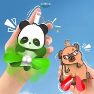 STARYSWAY Upgrade Egg Cat Keychain, Push Double-leaf Cartoon Keychain,  Bag Accessories Egg Fan Keyc