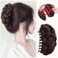 Synthetic Fried Dough Twists Ball Hair Bun Claw Clip Flower Bud Head Fluffy Dished Hair Back N8t3