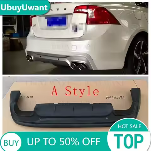ABS REAR BUMPER TRUNK LIP SPOILER DIFFUSER with Exhaust Tips For VOLVO S60 V60 2014-2016 VOLVO V60 S