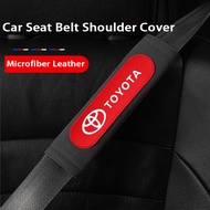 2pcs Car Seat Belt Protective Cover Car Leather suede shoulder pads For Toyota VIos Yaris Corolla Cross Wish Revo CHR Avanza Fortuner Rush Wigo Innova Auto Interior Accessories