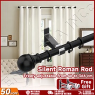 【18-144in】Curtain Rods for Windows 46 to 366 cm Extendable Double Curtain Rod Adjustable Roman Rod