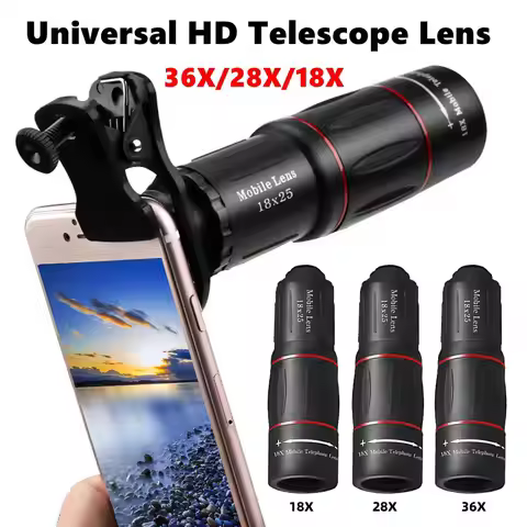 18/28/36X Monocular Telescope Clip-On Zoom HD Telescope Lens Universal Phone Camera Telephoto Lens f