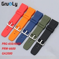 Silicone Rubber Watch Band For Casio PROTREK Series PRG-650/650Y PRG-600 PRW-6600 GA-2000 Wristband Sport Waterproof Strap 24mm