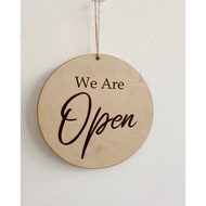 GANTUNGAN Wooden Open Closed Sign Open Closed Wooden Signage Open close Sign/ Reversible Open close/