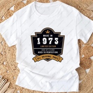 COD2026 New Style 1973 Pattern Printed Birthday Gift T-Shirt Men's Daily Life Pure Cotton Shirt 53th