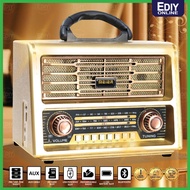 Luxury Royal Gold Rechargeable FM Radio Bluetooth MP3 Player Speaker With Remote USB TF AUX Vintage 
