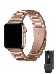 1入組玫瑰金不鏽鋼可調節的適用於Apple Watch Ultra2 1 Se S9 8 7 6 5 4 3 2 1系列配件禮物替換用智慧手錶38mm 40mm 41mm 42mm 44mm 45mm 49mm的錶帶（不含錶）Apple Watch錶帶