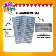 Sticker Buku Teks Custom Nama & Kelas | Label Buku Sekolah | Stiker Nama Pelajar | Back To School