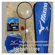 Mizuno Speedblade 701 Badminton Racket+Yonex Bg 66 Strings+Original Original Bag