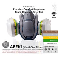 3M Premium Comfort Multi Chemical/Gas Respirator Set (6501QL/6502QL/6503QL + 6059 + 593 + 501) *1 Se