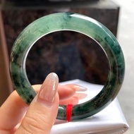 冰種 天然翡翠 緬甸 A玉 玉鐲 • 冰種墨綠油青翡翠圓鐲