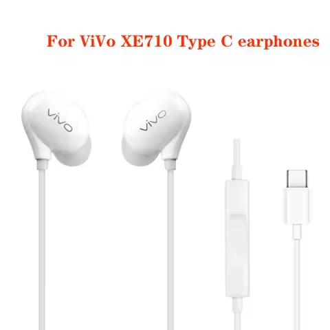 Original For Vivo XE710 Type C Wired Earphone HiFi Sport Headphones with mic For Vivo S18 S16 Pro X9