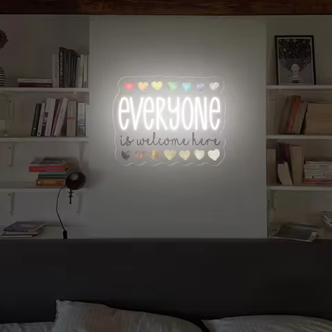 Everyone is Welcome Here Neon Sign, Social Justice Neon, Love Wall Art, Equal Rights Room Neon, Huma