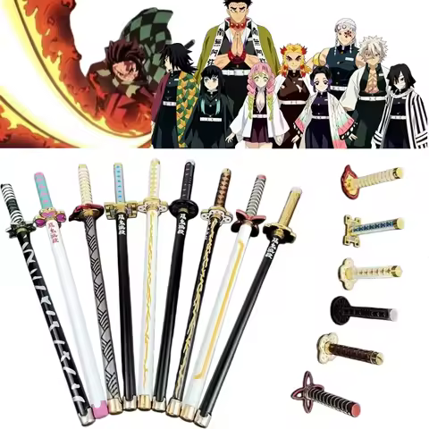 13 Styles Japan Anime Demon Model Gel Pen Black Refill Cosplay Prop Kid Student Gift SlayerWeapon Sw